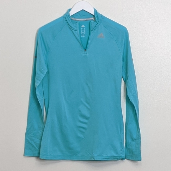Adidas Running Women's Blue Pullover Size Medium Quarter Zip - Picture 1 of 8